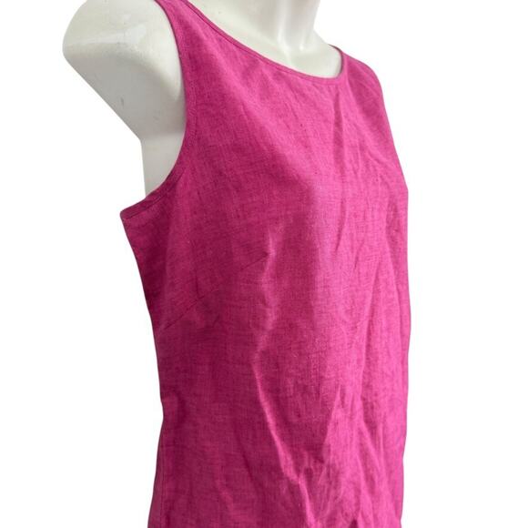 Liz Claiborne Sport 100% Linen Pink Sleeveless Maxi Dress Fringe Trim NWT sz 8 - Picture 4 of 16